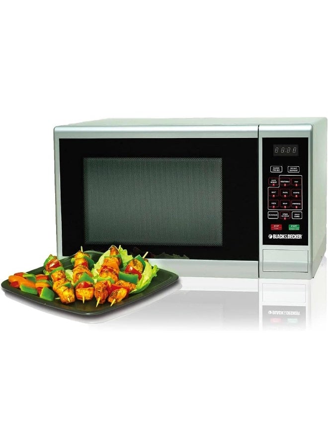 BLACK+DECKER Combination Microwave Oven with Grill, Auto Menu Function, 5 Microwave Power Levels, Efficient Defrost & Grill, Sleek Finish, 30 L 900 W MZ3000PG-B5 Silver/Black - Image 1