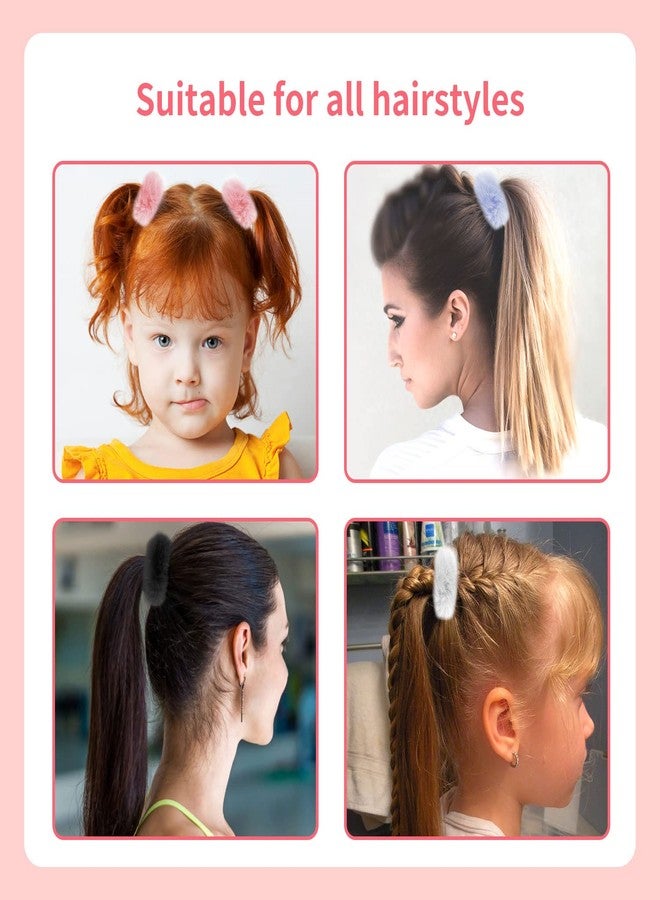 CANIPHA 4 Pieces Fuzzy Scrunchies,Furry Fluffy Faux Fur Scrunchies,Pom Pom Hair Tie for Women Girls,Ponytail Holders Cute Elastic Pompom Hair Accessories Rabbit Furry Wristband Ropes Hair Band Set(4 Colors) - Image 5