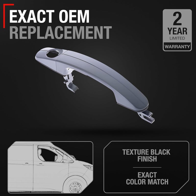 T1A Exterior Hinged + Sliding Passenger Door Handle + Cover Replacement Set - Compatible with 2015-2023 Ford Transit - Textured Black - OEM CV6Z-5422404-DA, CJ5Z-78218A14-C - Image 2