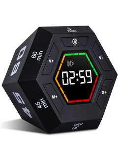 KASTWAVE SYOSI Hexagon Flip Timer, Smart Countdown Visual Timer for Kids, Magnetic Productivity Timer Tools, for Kids and Adults, Large Display Digital Kitchen Timer for Cooking (Black)  - Image 1