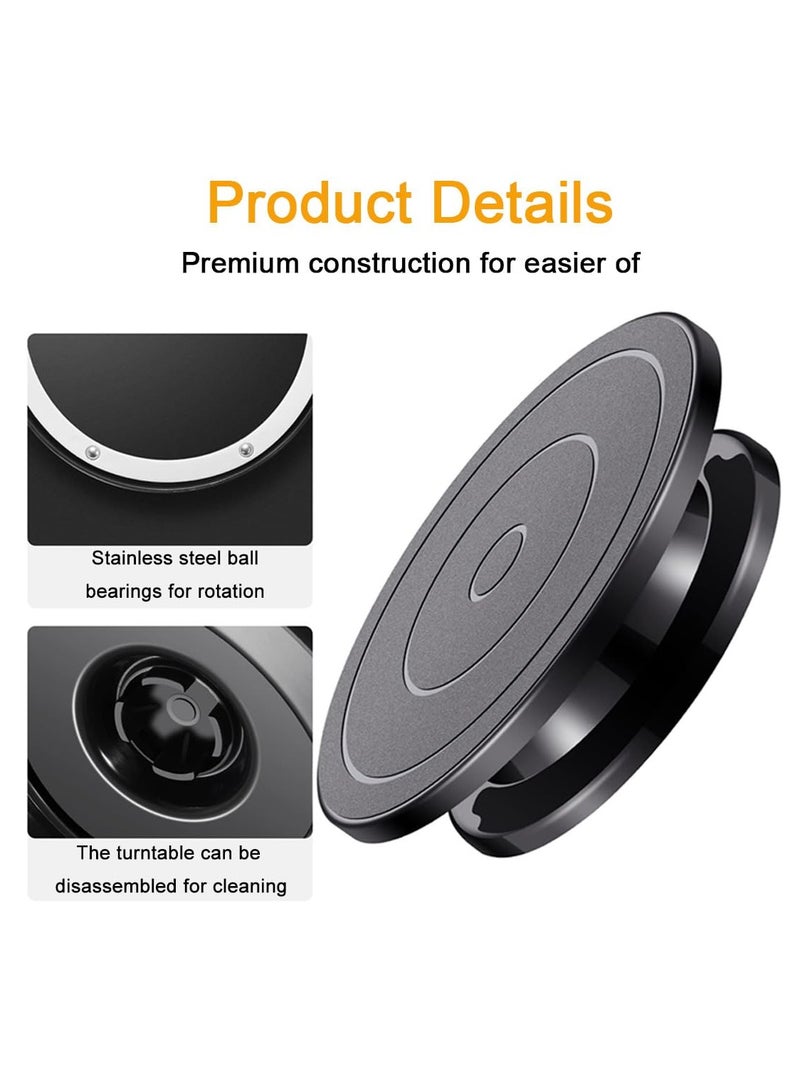 Cake Turntable with Spatula Baking Supplies,Cake Stand Turntable Spatula Set, Rotatable Black Cake Stand for Pastry, Cake Making Decoration - Image 2