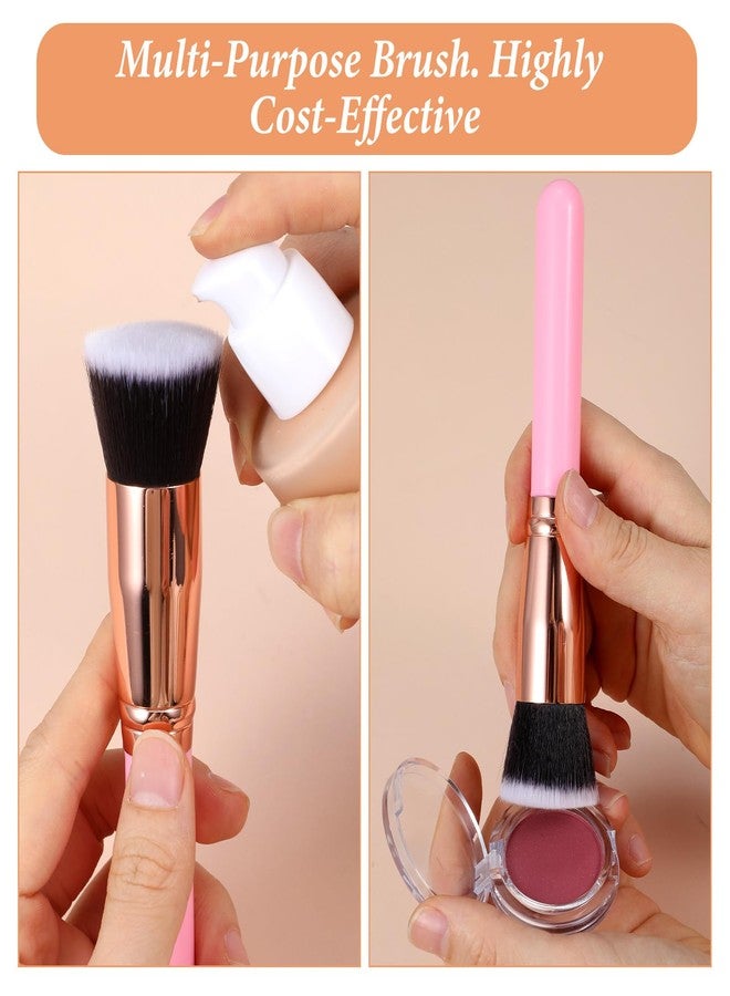 PercyEffie 20 PCS Pink Makeup Brushes Bulk, Flat Top Foundation Brushes Bulk, Liquid/Cream/Powder, Eye Shadow Blending Contour Blush for Wedding Artist, Blending, Buffing, Stippling Face Makeup Tools - Image 5
