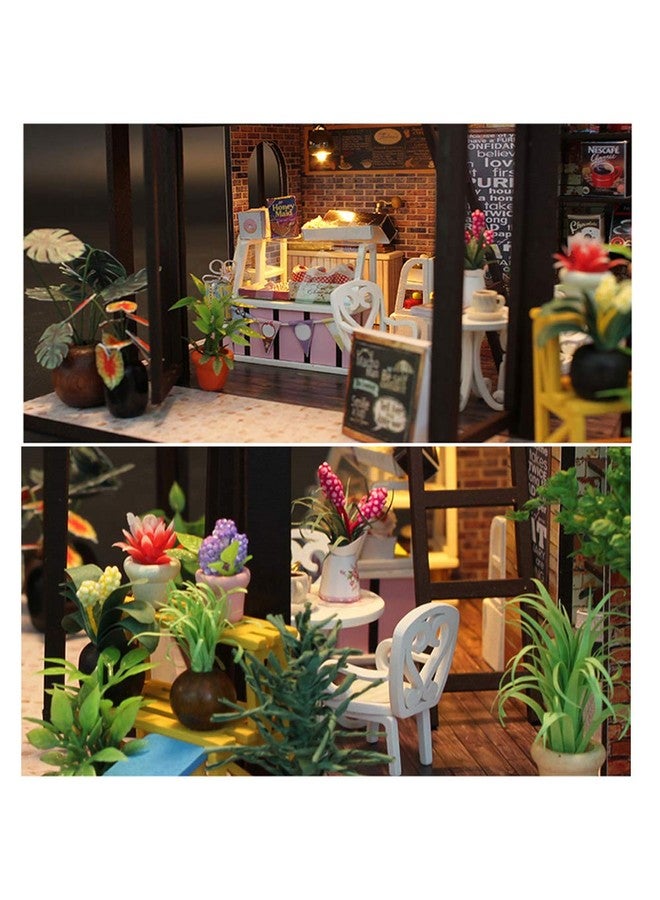 MAGQOO Miniature Dollhouse Tiny Dollhouse Tiny House Kit Tiny Dollhouse Kit DIY House Kit DIY Dollhouse Kit DIY Miniature Dollhouse Kit Creative Room with Furniture (Coffee House Dust Proof Included) - Image 4