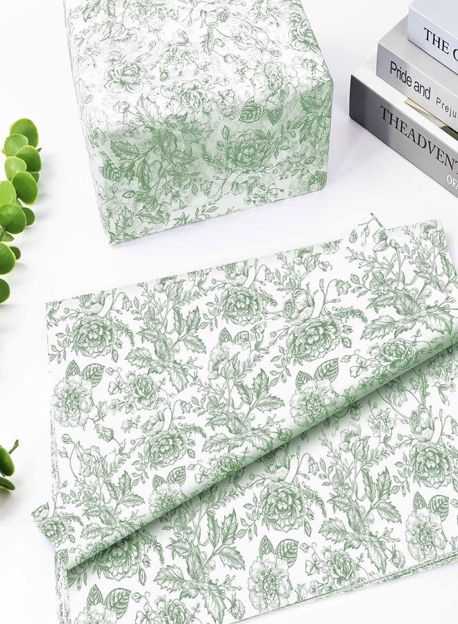 MUNILAIL 100 Sheets Sage Green Floral Tissue Paper 14 x 20 Inches Flower Tissue Paper for Gift Bags Vintage Floral Gift Paper Tissue for Birthday Gift Packing Crafts - Image 5