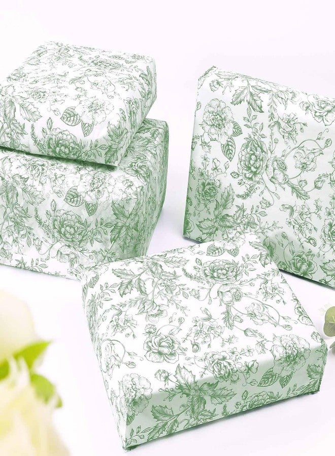 MUNILAIL 100 Sheets Sage Green Floral Tissue Paper 14 x 20 Inches Flower Tissue Paper for Gift Bags Vintage Floral Gift Paper Tissue for Birthday Gift Packing Crafts - Image 4