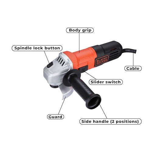 BLACK+DECKER G650-IN, 650W 4''/100mm Angle Grinder (Corded) for Grinding, Polishing and Cutting with Spindle Lock and Slide switch, 1 Year Warranty (SIDE HANDLE INCLUDED) - Image 3