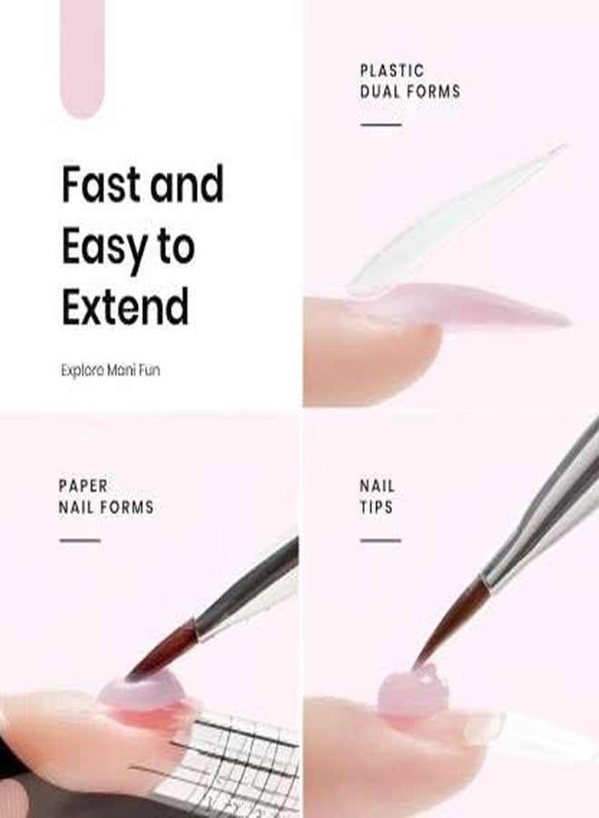 PEACORA Acrylic Gel Poly Nail Gel Nail Extension Set With 4 Tubes & UV Led Nail Lamp (15 Items in the set) (Assorted) - Image 4