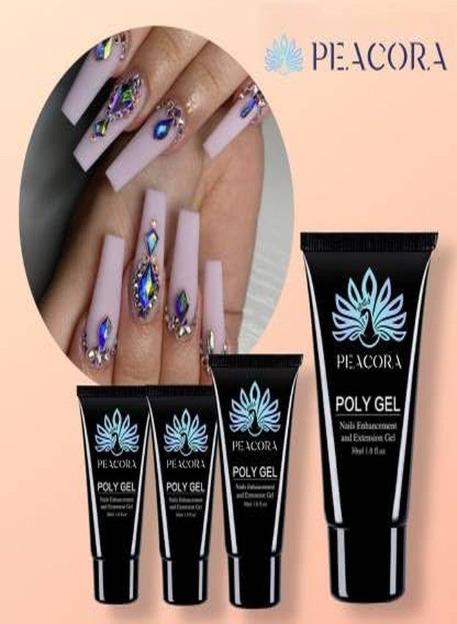 PEACORA Acrylic Gel Poly Nail Gel Nail Extension Set With 4 Tubes & UV Led Nail Lamp (15 Items in the set) (Assorted) - Image 2