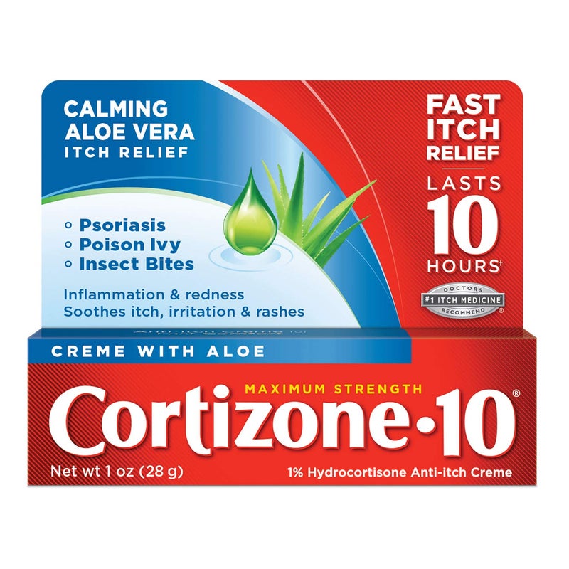 Cortizone 10 Cortizone-10 Maximum Strength Soothing Aloe Itch Relief Cream, 1% Hydrocortisone, Fast-Acting, Anti-Itch Cream for Bug Bites, Rash, Eczema, Psoriasis, Poison Ivy, Oak, Sumac & More, 1 oz - Image 1