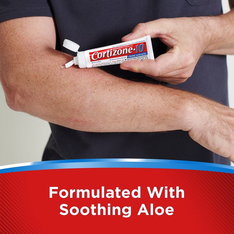 Cortizone 10 Cortizone-10 Maximum Strength Soothing Aloe Itch Relief Cream, 1% Hydrocortisone, Fast-Acting, Anti-Itch Cream for Bug Bites, Rash, Eczema, Psoriasis, Poison Ivy, Oak, Sumac & More, 1 oz - Image 3