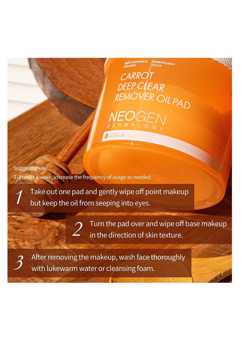 نيوجن Neogen Dermalogy Carrot Deep Clear Remover Oil Pad, 150ml / 60 counts - Image 3