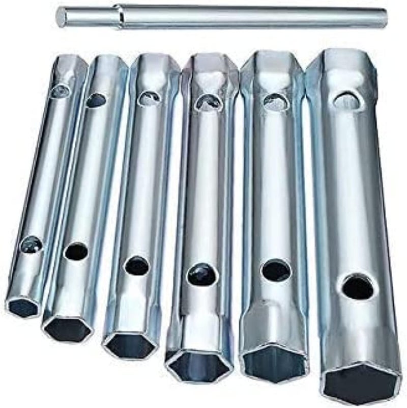AQ AQSON AQSON 8PC 8-22mm Metric Tubular Box Wrench Set - Double Ended Steel Spanner for Automotive and Plumbing Repairs - Image 1