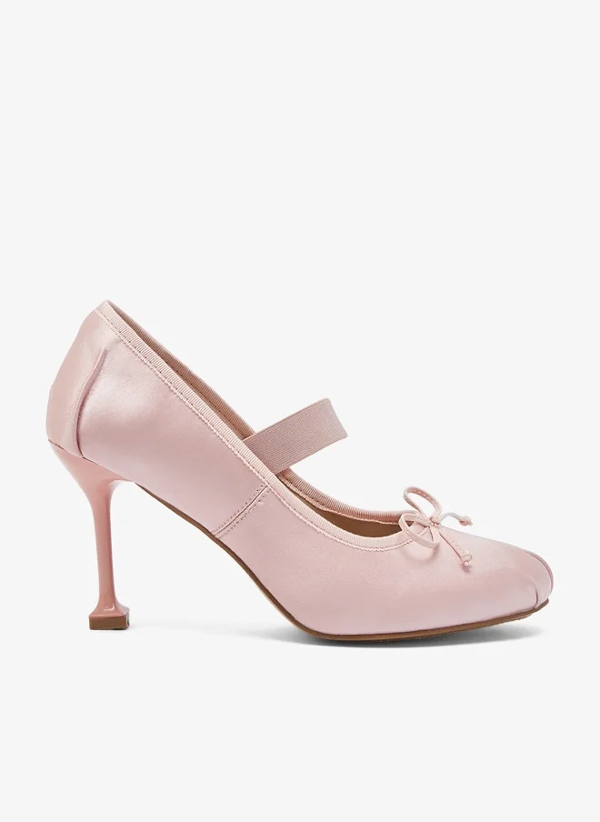 Ginger Bow Detail Mid Heel Ballet Pumps