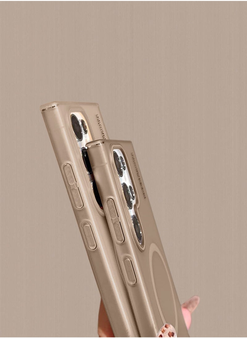 Wtech - Samsung Galaxy S23 Ultra 5G 2023 Syndee Series Hybrid Translucent Magsafe with Magnetic Charging Raised Camera Lips Elegant Look Case Cover - Brown - Image 1