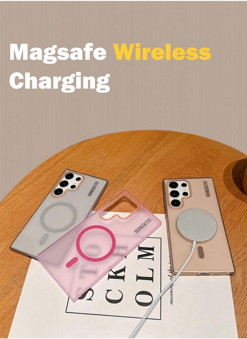 Wtech - Samsung Galaxy S23 Ultra 5G 2023 Syndee Series Hybrid Translucent Magsafe with Magnetic Charging Raised Camera Lips Elegant Look Case Cover - Brown - Image 1