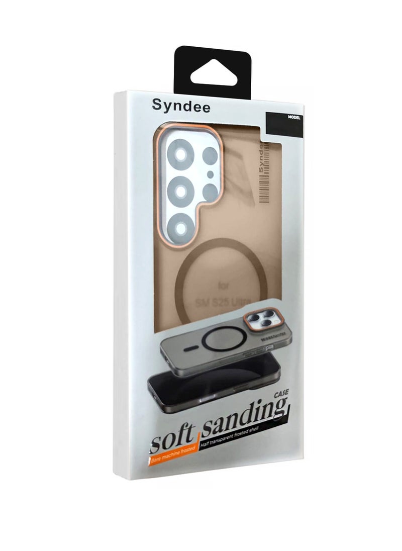 Wtech - Samsung Galaxy S23 Ultra 5G 2023 Syndee Series Hybrid Translucent Magsafe with Magnetic Charging Raised Camera Lips Elegant Look Case Cover - Brown - Image 1