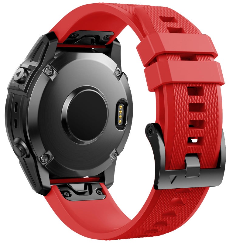 ANCOOL for Fenix 5/Fenix 6/Fenix 7 Band 22mm Silicone Watch Band for Fenix 8 Fenix E 47mm/Fenix 5 Plus/Fenix 6 Pro/Fenix 7 Pro/Forerunner 935(Red) - Image 3