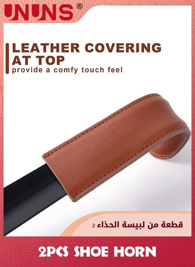 UNUNS Shoehorn Long Handle for Seniors,Metal Long Shoehorn Boot Horn for Boots,42CM Boot Horn with Leather Handle Extra Long Shoe Horn for Men Women Kids - Image 3
