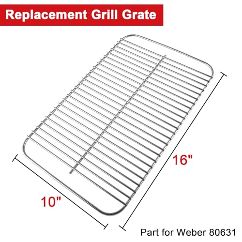 DELSbbq 80631 Stainless Steel Grill Cooking Grate Compatible with Weber Go-Anywhere Charcoal and Gas Grills, Replacement for Weber 70211 3634 67195 67168 3400656, 16" x 10" Grill Grid - Image 2