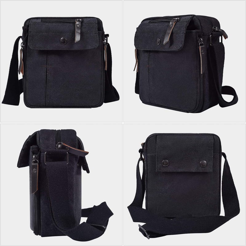dealcase Canvas Small Messenger Bag for Men Women, Casual Shoulder Bag Chest Bag Travel Carry Bag Multi-pocket Purse - Image 4