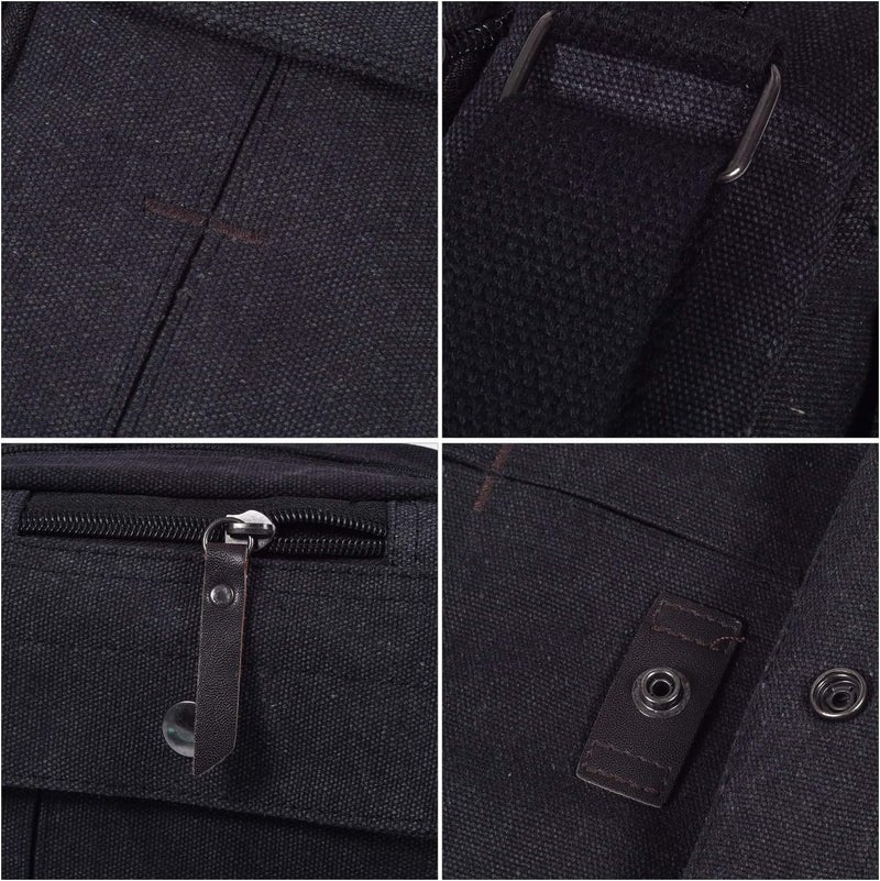 dealcase Canvas Small Messenger Bag for Men Women, Casual Shoulder Bag Chest Bag Travel Carry Bag Multi-pocket Purse - Image 3