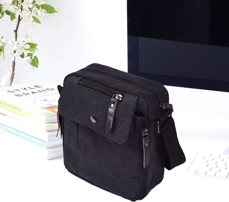 dealcase Canvas Small Messenger Bag for Men Women, Casual Shoulder Bag Chest Bag Travel Carry Bag Multi-pocket Purse - Image 5