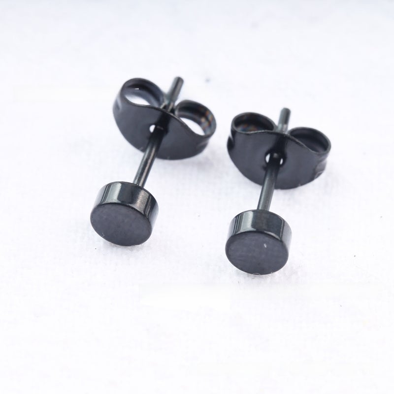 Fashion Titanium Barbell Earrings for Men and Women 4mm black one