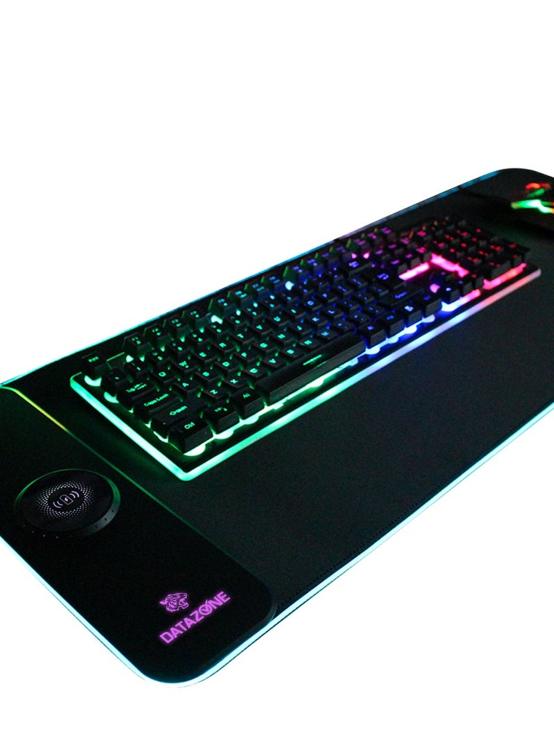 Datazone RGB Gaming Mouse Pad with Wireless Charging and Touch Control – Size 80×30 cm – Soft Surface with Non-Slip Base – Compatible with Smartphones and Gaming Devices – Sleek Black Design - Image 3