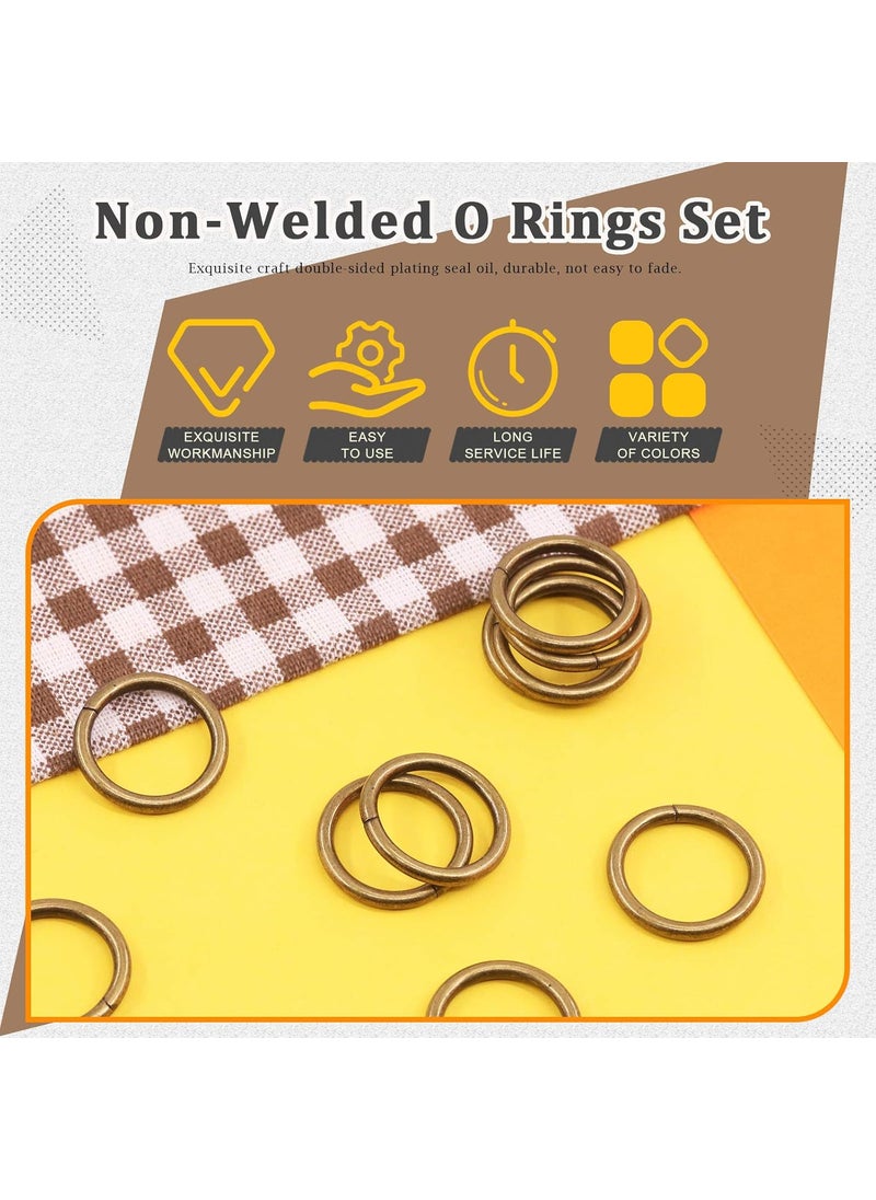 Rustark Rustark 60 Pcs 58 Inch Bronze Heavy Duty Metal O Ring 3mm Thick Purse Hardware Clasp MultiPurpose Clasps Buckles Round Rings for Dog Leas Luggage Belt Craft DIY Accessories 16mm  - Image 2