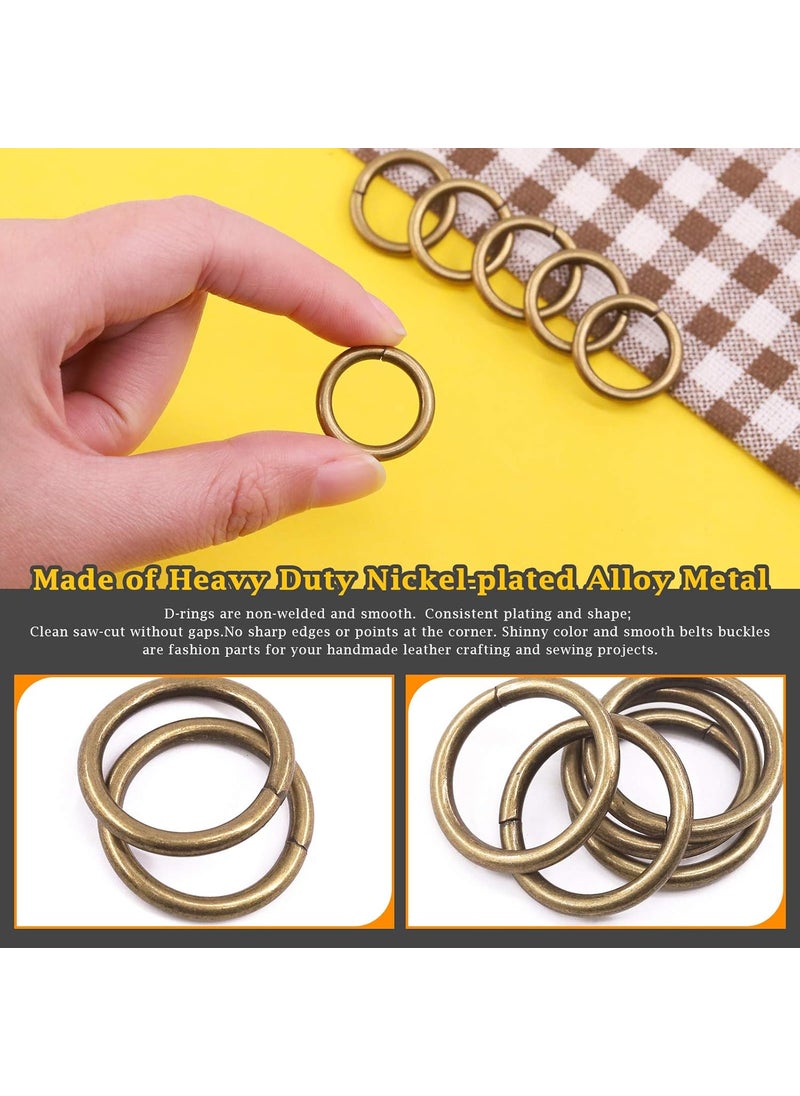 Rustark Rustark 60 Pcs 58 Inch Bronze Heavy Duty Metal O Ring 3mm Thick Purse Hardware Clasp MultiPurpose Clasps Buckles Round Rings for Dog Leas Luggage Belt Craft DIY Accessories 16mm  - Image 3
