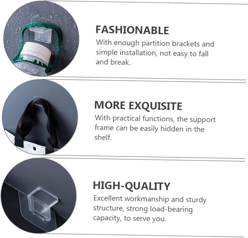 Tehaux 2 Pack Adhesive Shelf Brackets No Drill Easy Install Home Office Kitchen Storage - Image 3
