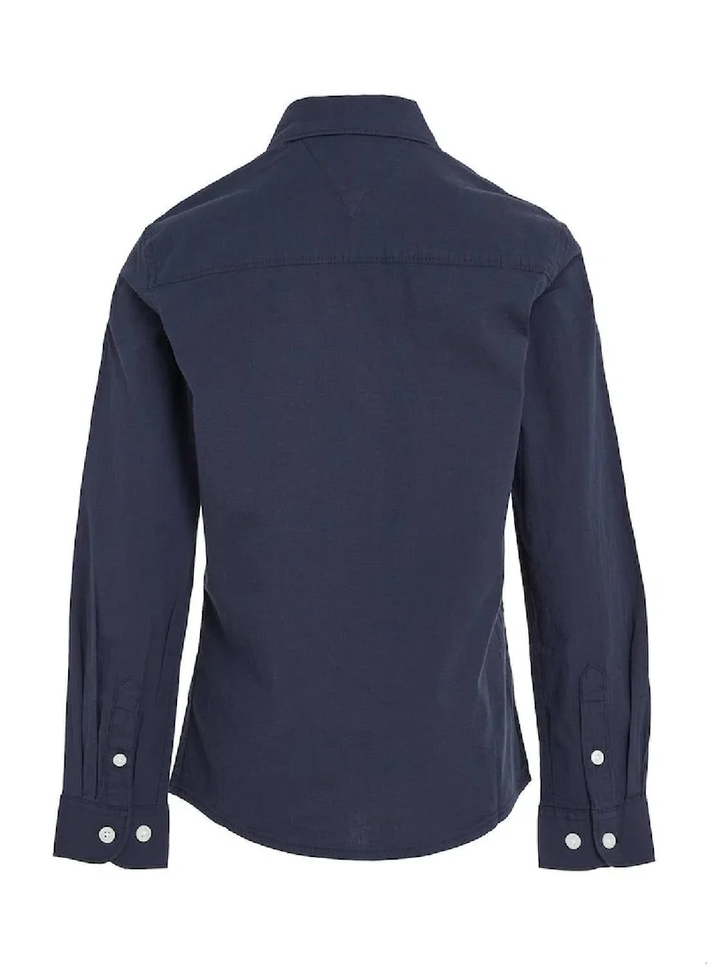 Tommy Hilfiger Twilight Navy Poplin Stretch Shirt for Men | Best Price UAE