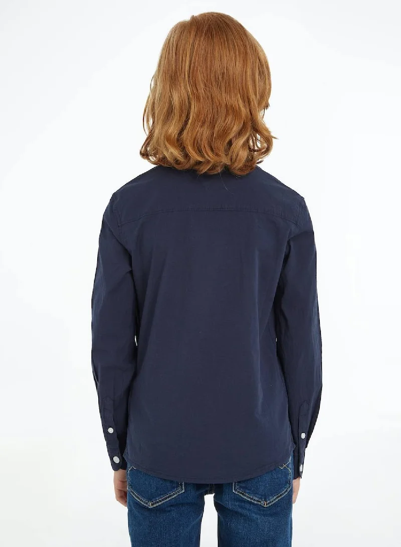 Tommy Hilfiger Twilight Navy Poplin Stretch Shirt for Men | Best Price UAE