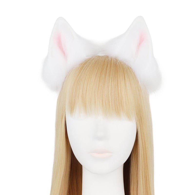 hbbhml Furry Animal Cat Fox Tail Faux Fur Wolf Ear Headband Leather Neck Chocker Costume Set for Party Halloween Cosplay - Image 3
