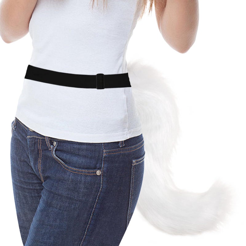hbbhml Furry Animal Cat Fox Tail Faux Fur Wolf Ear Headband Leather Neck Chocker Costume Set for Party Halloween Cosplay - Image 4