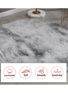 ZCM-HAPPY Fluffy Round Upholstery Rug for Bedroom, Soft Plush Cushion 100x100cm, Cozy and Stylish Floor Mat  - Image 5