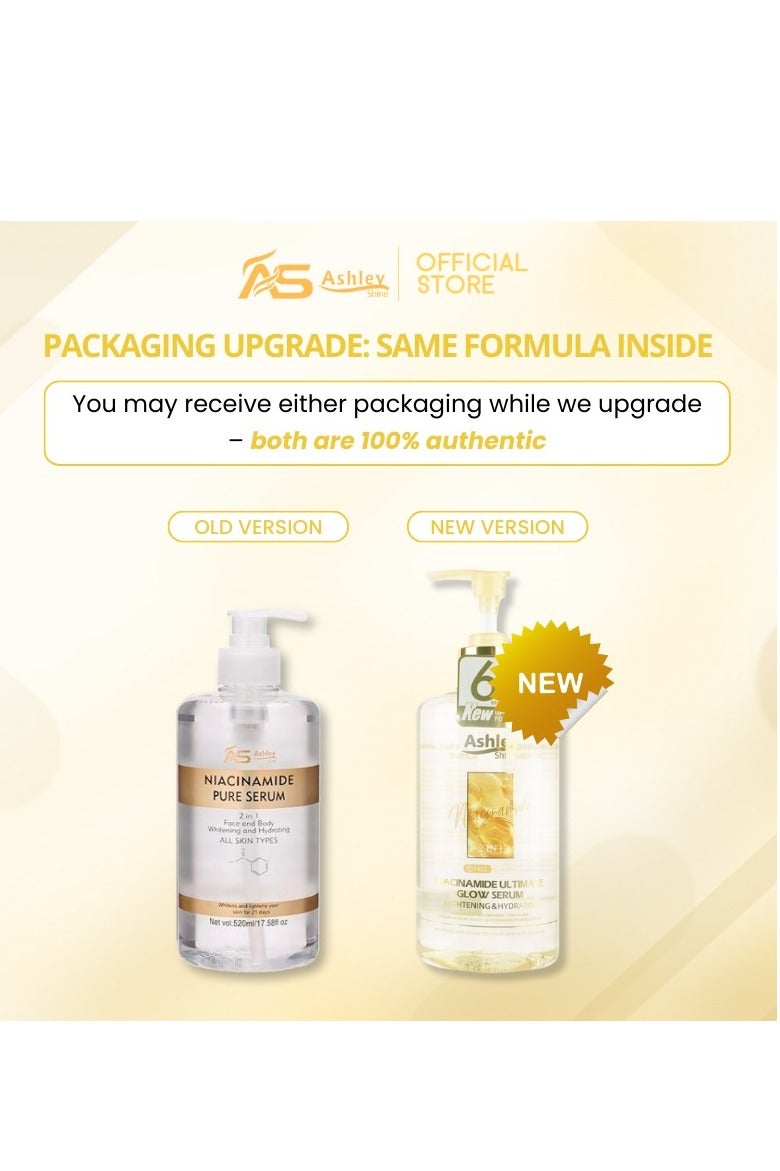 Ashley Pack of 2 Niacinamide Pure Serum 520ml Each Face Serum for Brightening Acne Control and Pore Care For Women and Men - Image 2