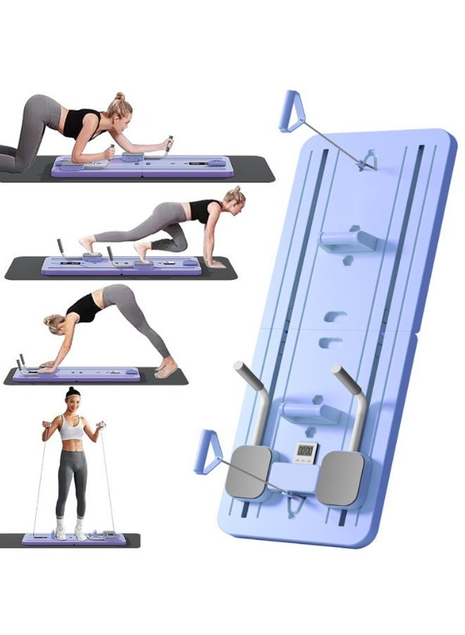لوحة لياقة بدنية قابلة للطي للتمرينات المنزلية لبناء عضلات البطن، عضلات بطن ذات ستة حقائب، لوحة دفع، لوحة بيلاتيس -زرقاء - Image 1