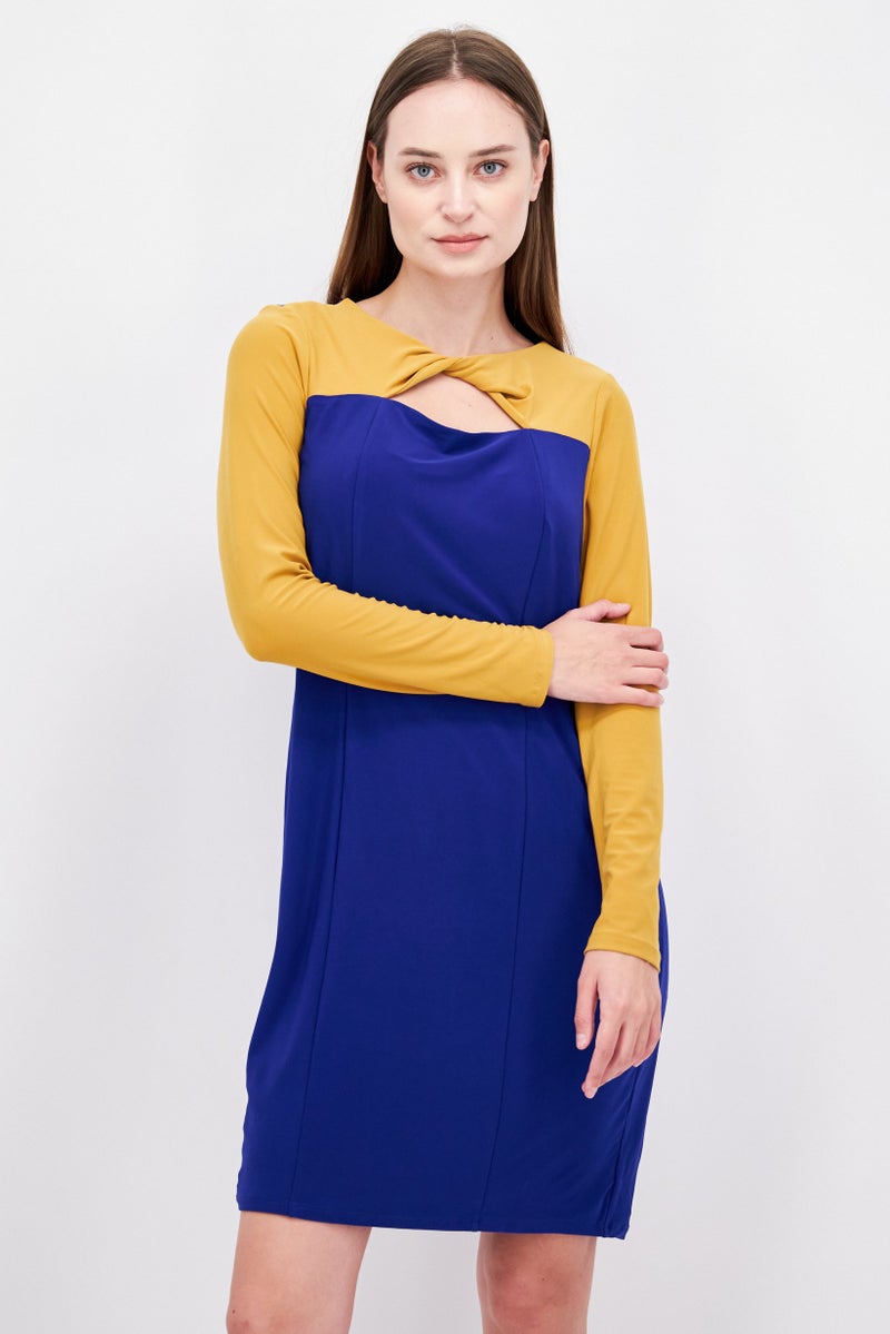 Kasper  Women Colorblock Sheath Dress, Blue - Image 1