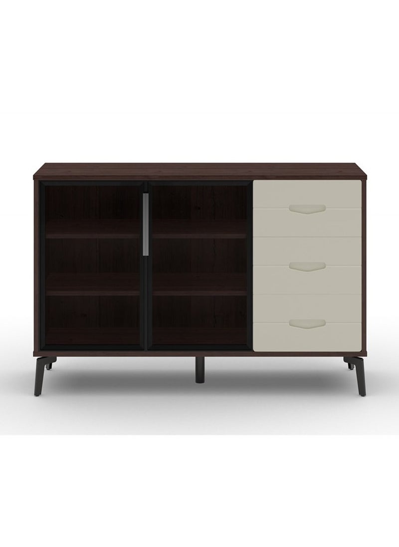 ROYALOAK Royaloak Houston Side Board | MDF | Tempered Glass | Melamine & High Glossy | Kitchen Cabinet | Crockery Cabinet | Durable & Long-lasting | Three Drawers | Seven Shelves  - Image 2