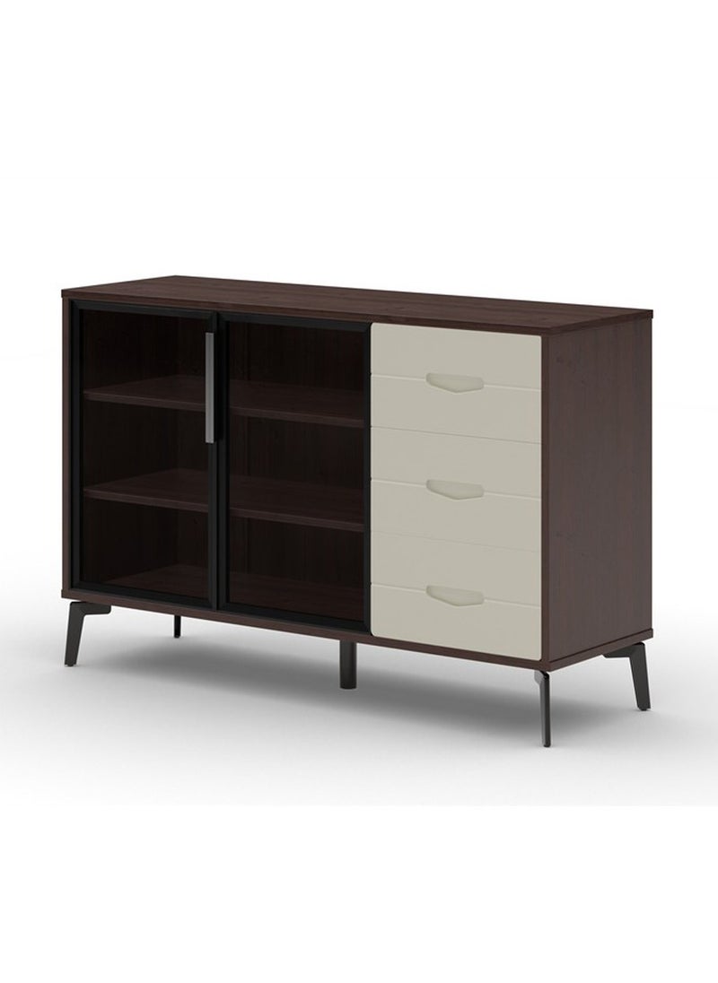 ROYALOAK Royaloak Houston Side Board | MDF | Tempered Glass | Melamine & High Glossy | Kitchen Cabinet | Crockery Cabinet | Durable & Long-lasting | Three Drawers | Seven Shelves  - Image 4