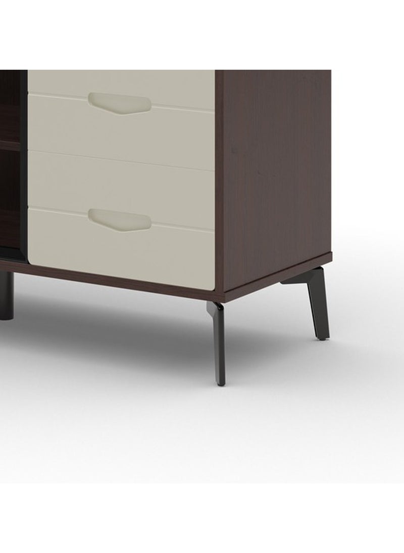ROYALOAK Royaloak Houston Side Board | MDF | Tempered Glass | Melamine & High Glossy | Kitchen Cabinet | Crockery Cabinet | Durable & Long-lasting | Three Drawers | Seven Shelves  - Image 5