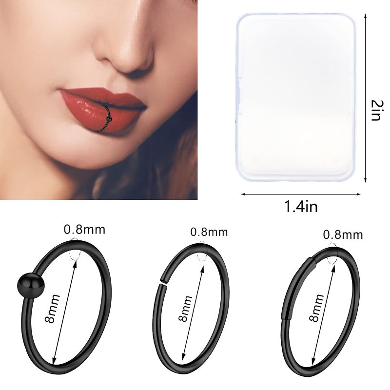 ONESING 36 Pcs Nose Rings - Hoops, L Shape, Studs, Hypoallergenic Stainless Steel Nose Rings for Women & Men - Image 4