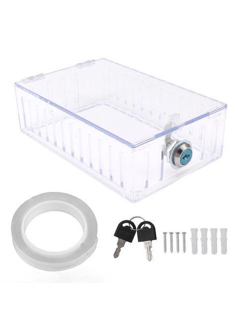 Thermostat Lock Box Large Universal Home Locking Thermostat Guard Clear Cover with Key for Thermostat On Wall