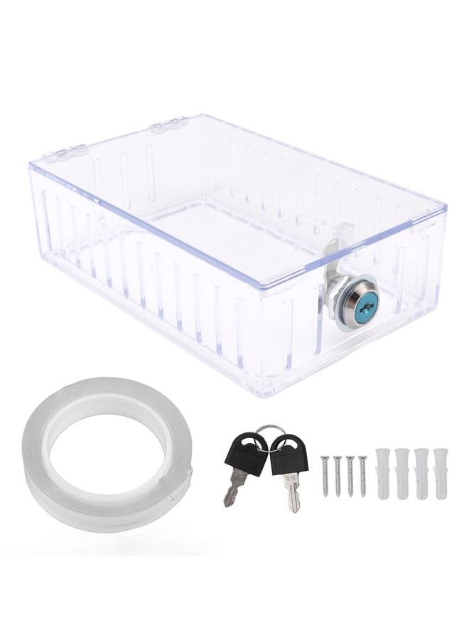 Thermostat Lock Box Large Universal Home Locking Thermostat Guard Clear Cover with Key for Thermostat On Wall