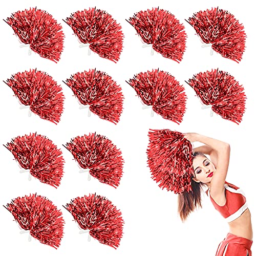 DILIBRA 24Pcs Metallic Cheerleading Pom Poms, Cheerleaders Cheer Pompoms Cheering Squad Hand Flower for Adults Team Spirit Sports Game Dancing Party Celebration - Image 1