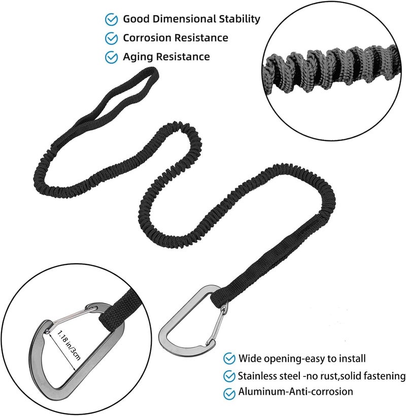 MOOCY Kayak Paddle Leash Kayak Rod Leash, 3-7 ft Stretchable Strap Lanyard Rope for SUP,Kayak Fishing Accessories for Kayak and Paddles - Image 3