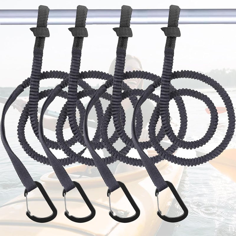 MOOCY Kayak Paddle Leash Kayak Rod Leash, 3-7 ft Stretchable Strap Lanyard Rope for SUP,Kayak Fishing Accessories for Kayak and Paddles - Image 1