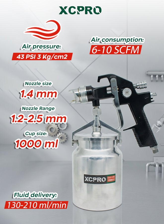 Air Spray Gun, 1.4mm Nozzle, 1000ml Cup