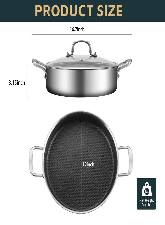 YEKSUM Stainless Steel 5 Quarts Saute Pan with lids, Nonsitck 12.5 inch Tri-Ply Jumbo Cooker, 3 Layer Deep Frying pan with Stay Cool Handle, Dishwasher and Metal Utensil Safe - Image 4